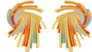 Colorful Gold-Plated Statement Stud Earrings for Women with Multicolor Vintage Style Ubahatimi