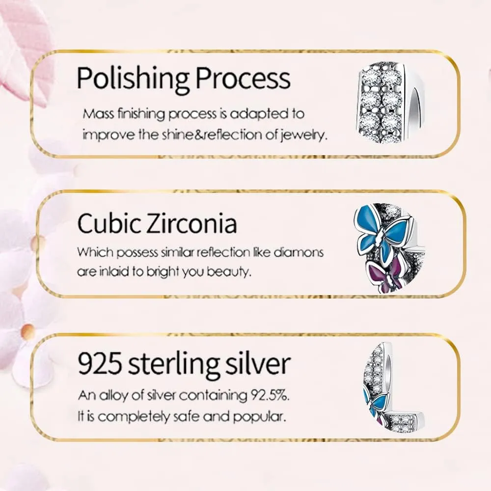 Complete A~Z Alphabet Charm Letter Beads, Solid 925 Sterling Silver with Cubic Stones Flower Butterfly fits European Bracelets Necklace Women Jewelry Gift Options