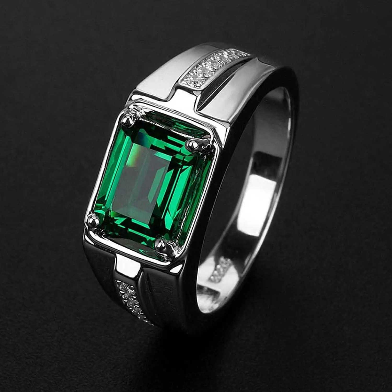 Couple Rings 1.5CT Green AAA CZ Women Wedding Ring Sets for Him and Her Rings Men Wedding Band