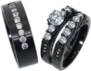 Couple Rings His Her Wedding Ring Sets for Him and Her Matching Rings Gold Plated AAA CZ Ring