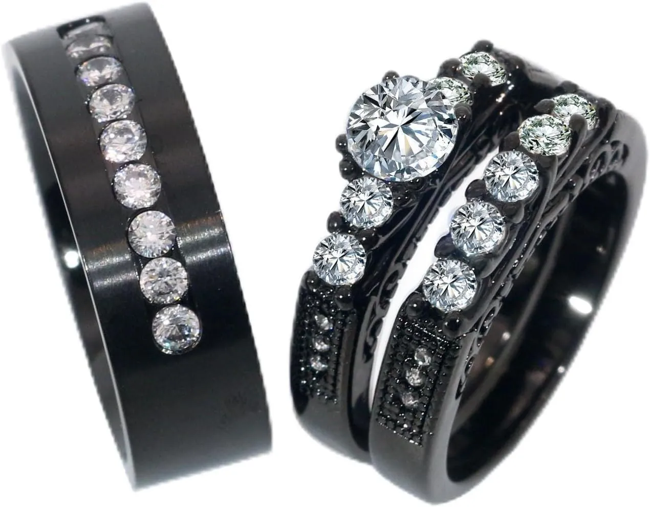 Couple Rings His Her Wedding Ring Sets for Him and Her Matching Rings Gold Plated AAA CZ Ring
