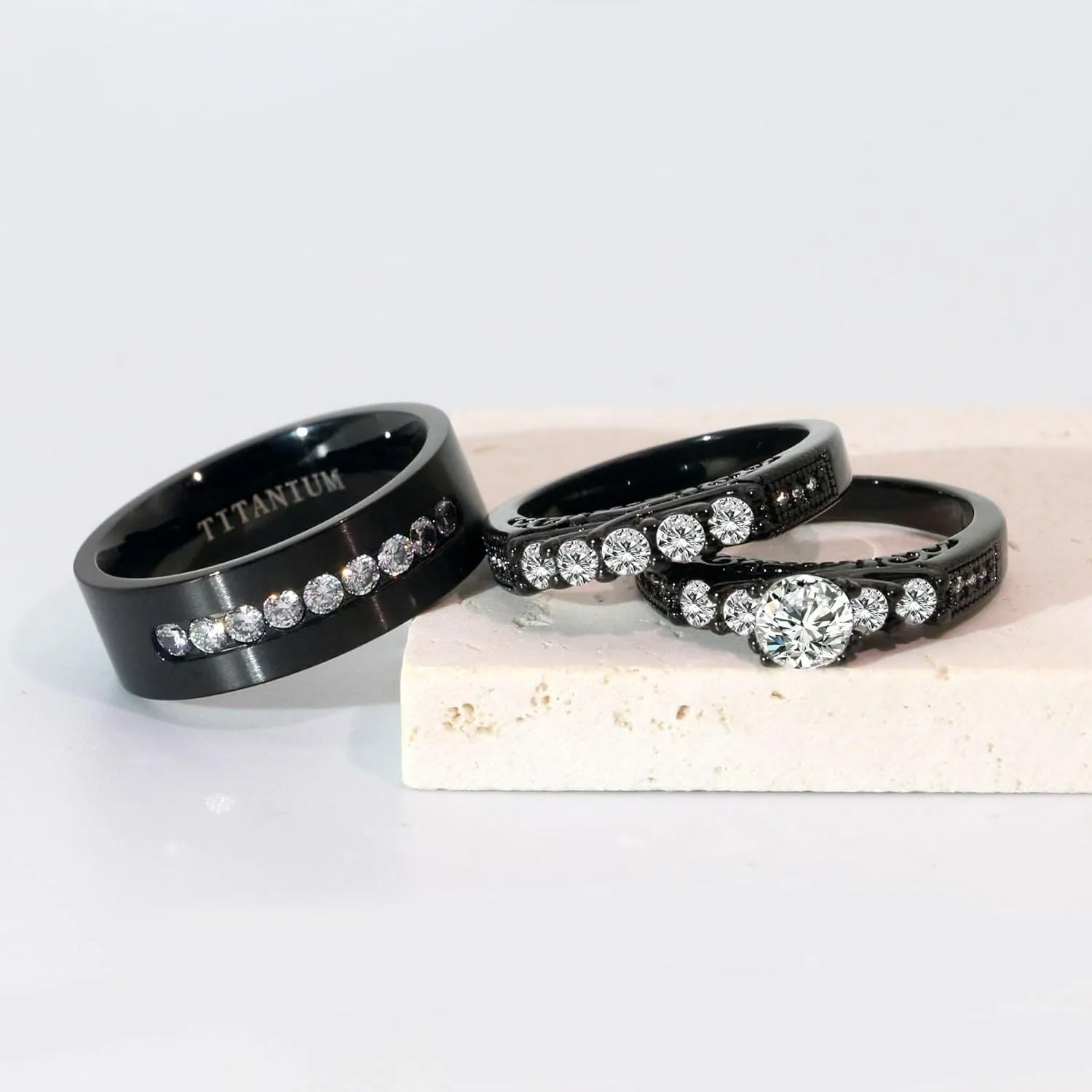 Couple Rings His Her Wedding Ring Sets for Him and Her Matching Rings Gold Plated AAA CZ Ring