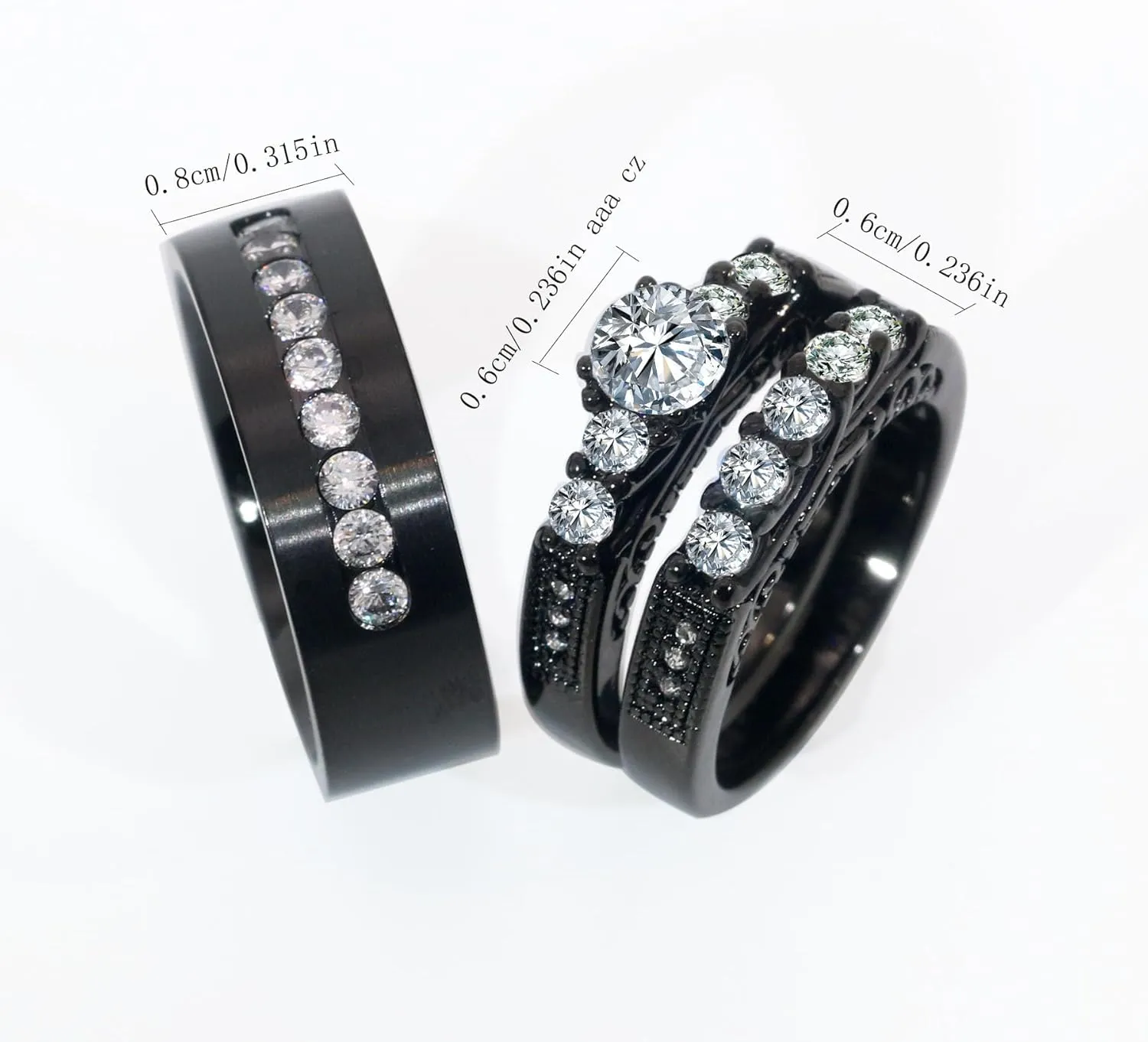 Couple Rings His Her Wedding Ring Sets for Him and Her Matching Rings Gold Plated AAA CZ Ring