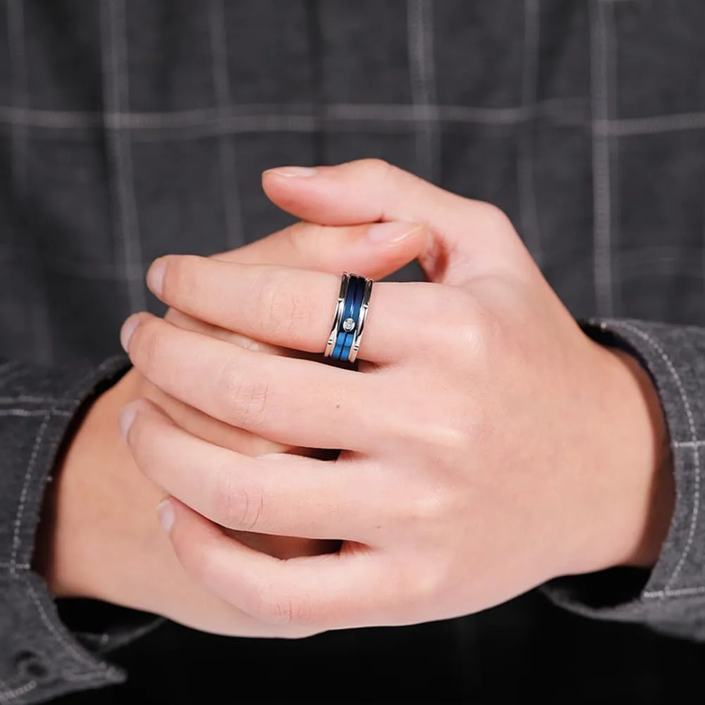 Couple Rings His Her Wedding Ring Sets Matching Rings White Gold Plated Purple CZ Ring Titanium Men Ring