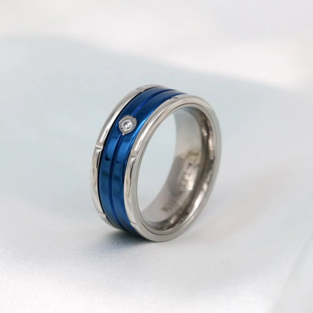 Couple Rings His Her Wedding Ring Sets Matching Rings White Gold Plated Purple CZ Ring Titanium Men Ring