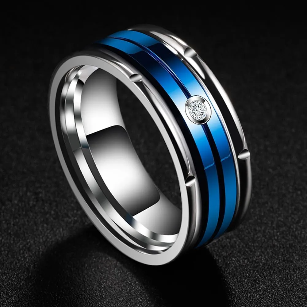 Couple Rings His Her Wedding Ring Sets Matching Rings White Gold Plated Purple CZ Ring Titanium Men Ring