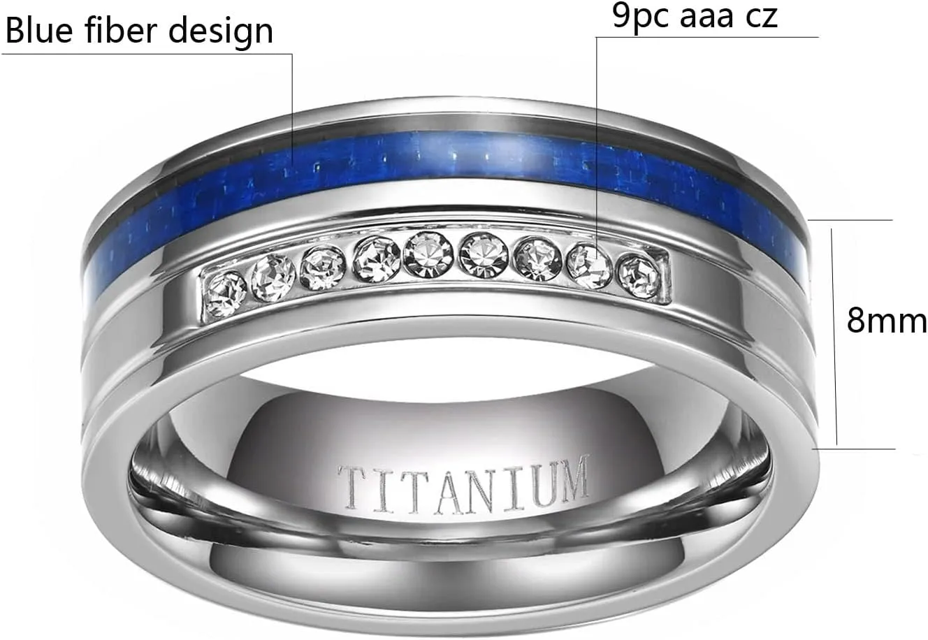 Couple Rings Matching Rings His Her Ring Stars and Moon Princess Ring Blue CZ Women's Wedding Ring