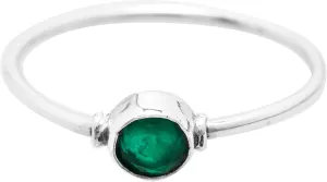 Created Emerald Round Stone Delicate Ring 925 Sterling Silver Vintage Tribal Gipsy Boho Look