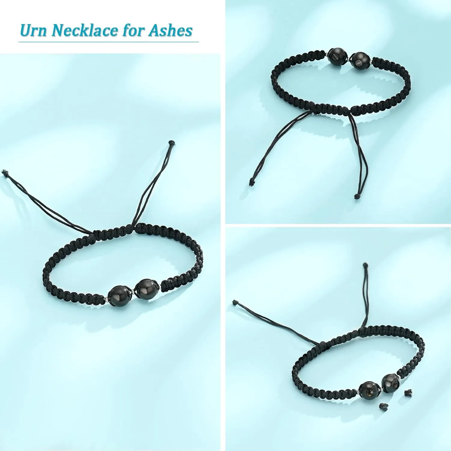 Cremation Jewelry Heart Ball Urn Bracelet for Ashes Adjustable Bangle Rope Braided Bracelet Stainless Steel Memorial Bracelets Keepsake Jewelry Gifts for Women Girls