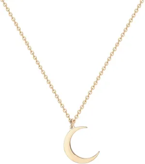 Crescent Moon Necklace 18K Gold Plated Stainless Steel Crescent Moon Pendant Necklace Delicate Dainty Crescent Necklace for Women