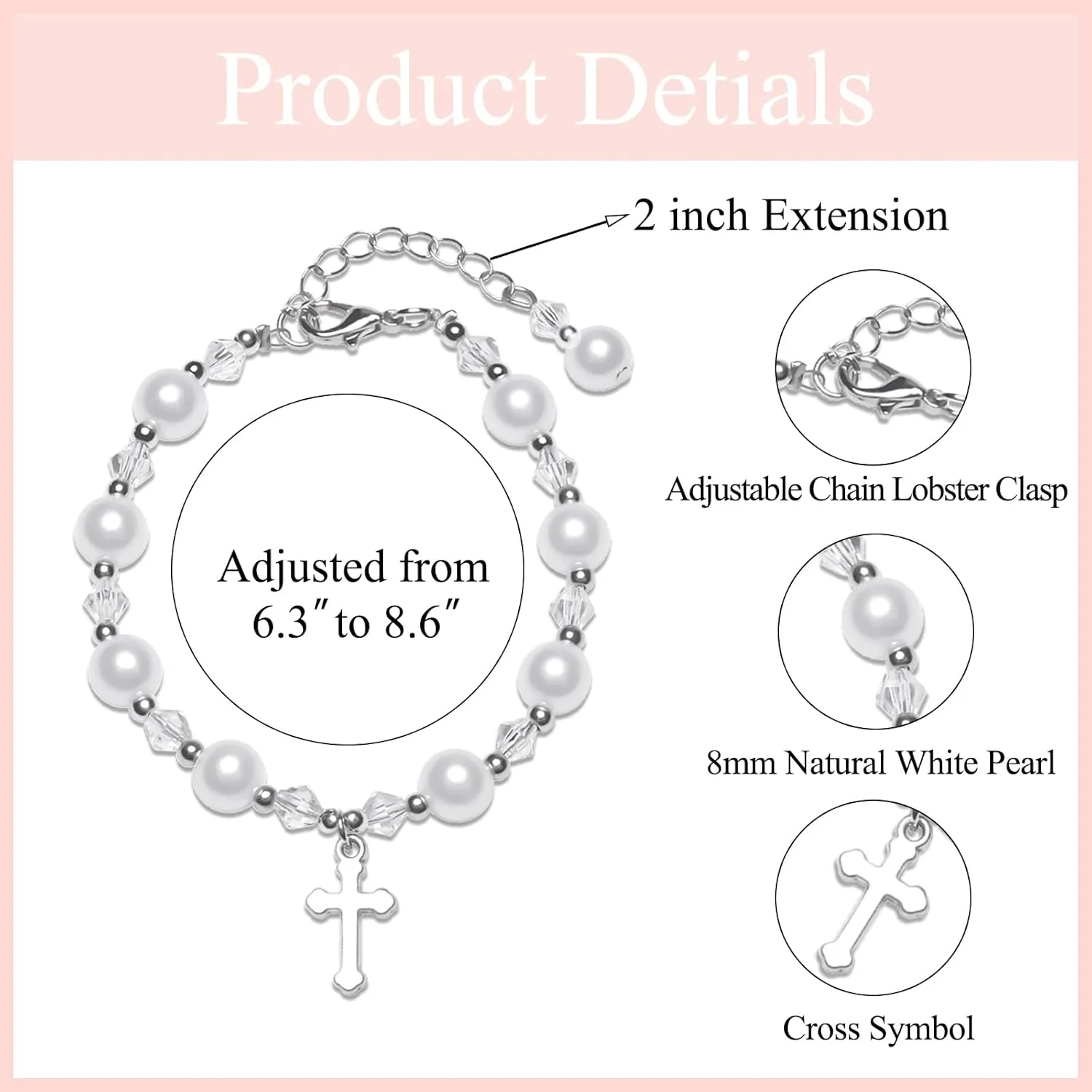Cross Bracelets First Communion Gifts, Confirmation Gifts, Christening Gifts, Baptism Gifts for Teenage Boys