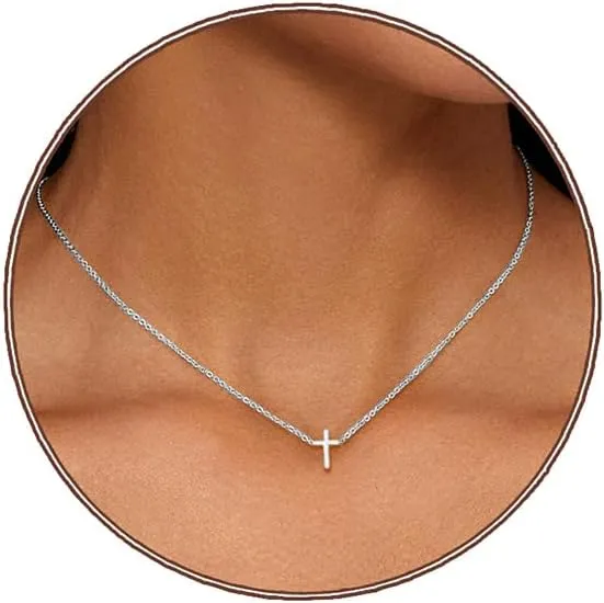 Cross Necklace for Women, Dainty 18K Gold Plated Small Cross Pendant Necklace Simple Gold Cross Necklaces for Women Trendy Gold Jewelry for Women Gift