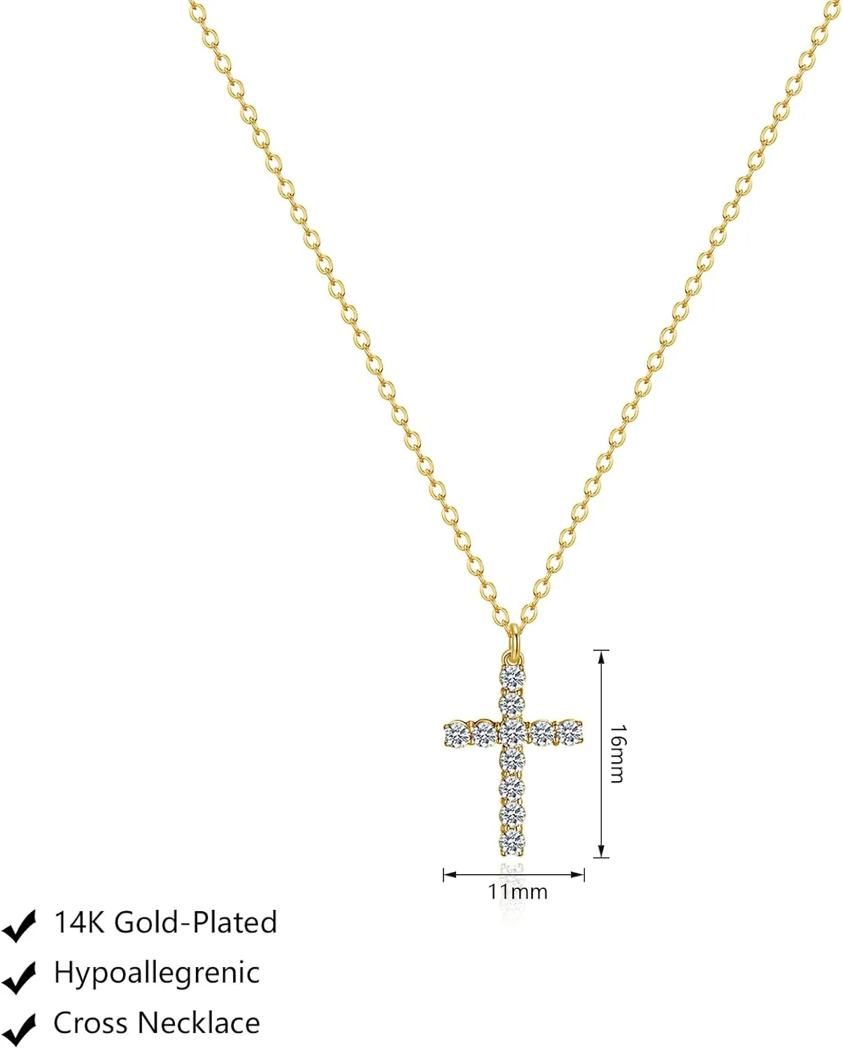 Cross Necklace for Women, Dainty 18K Gold Plated Small Cross Pendant Necklace Simple Gold Cross Necklaces for Women Trendy Gold Jewelry for Women Gift