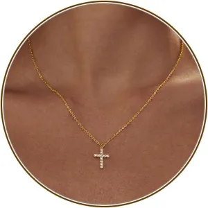 Cross Necklace for Women, Dainty 18K Gold Plated Small Cross Pendant Necklace Simple Gold Cross Necklaces for Women Trendy Gold Jewelry for Women Gift