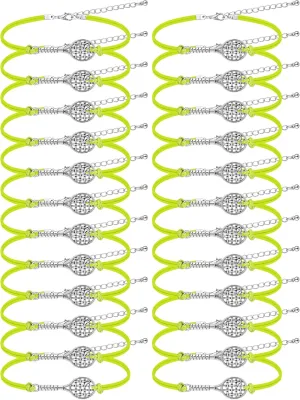 Crowye 24 Pcs Tennis Bracelet Jewelry for Women Adjustable Braided Wax Rope Tennis Racket Charm Bracelet Gifts for Women Men Teams Players Birthday Friendship