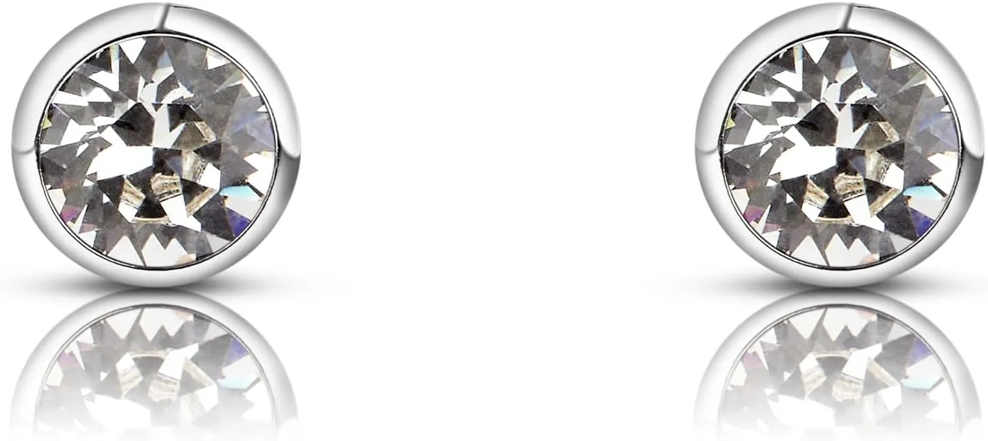Crystal Stud Earrings for Women  Hypoallergenic Clear Austrian Crystals, Lightweight Minimalist Sparkle Jewelry Gift, Everyday Studs