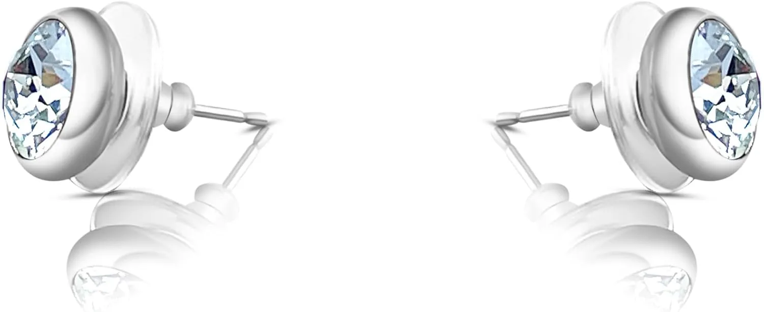 Crystal Stud Earrings for Women  Hypoallergenic Clear Austrian Crystals, Lightweight Minimalist Sparkle Jewelry Gift, Everyday Studs