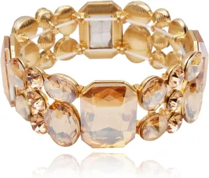 CSY Women's Statement Stretch Wide Bangle Bracelets Austrian Crystal Art Deco Elastic Bracelet for Party Prom