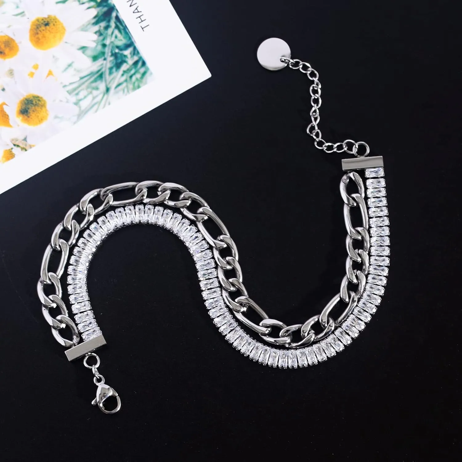 Cuban Link Chain CZ Bracelet For Men Women Stainless Steel Gold Plated Cubic Zirconia Bracelets Girls Fashion Jewelry Gift