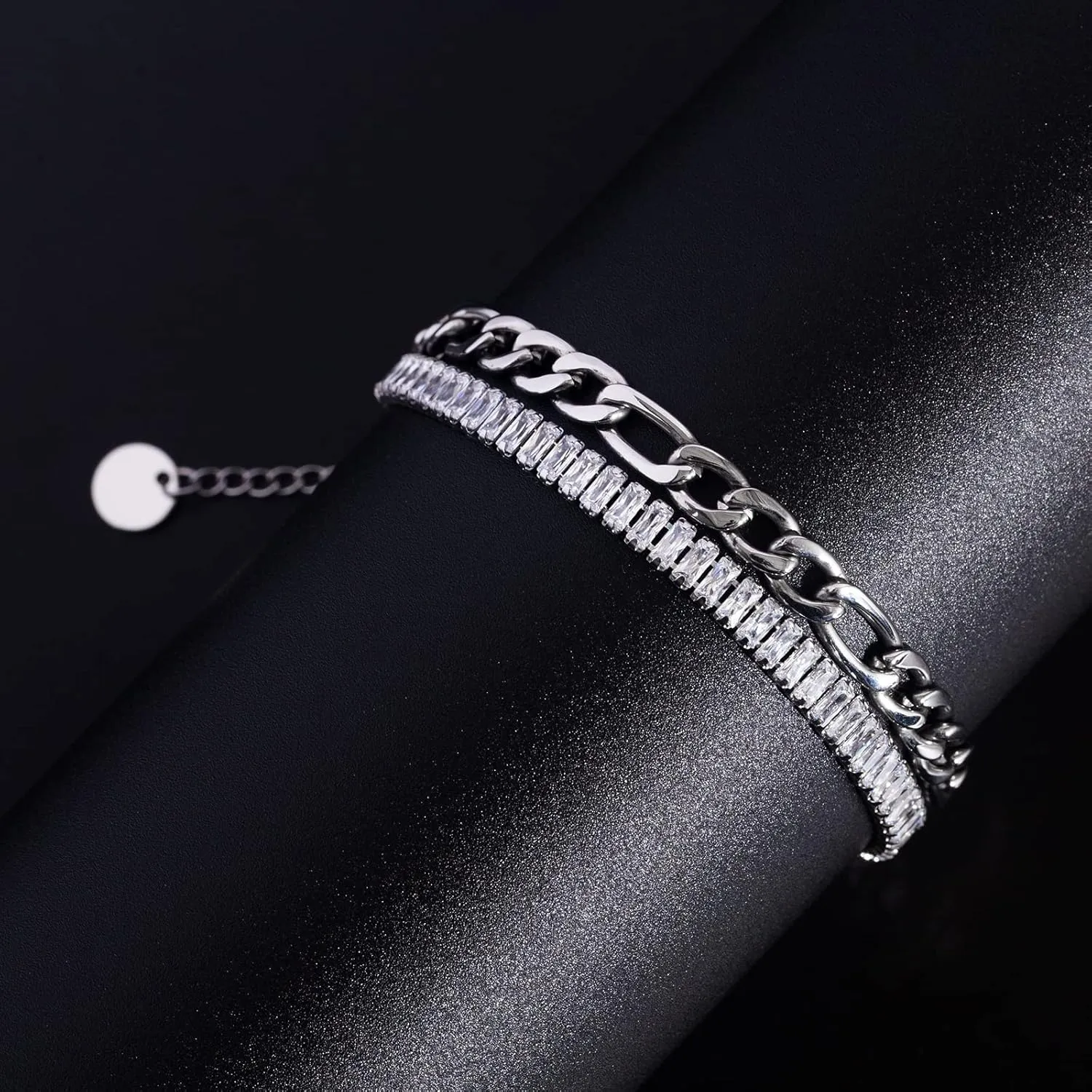 Cuban Link Chain CZ Bracelet For Men Women Stainless Steel Gold Plated Cubic Zirconia Bracelets Girls Fashion Jewelry Gift