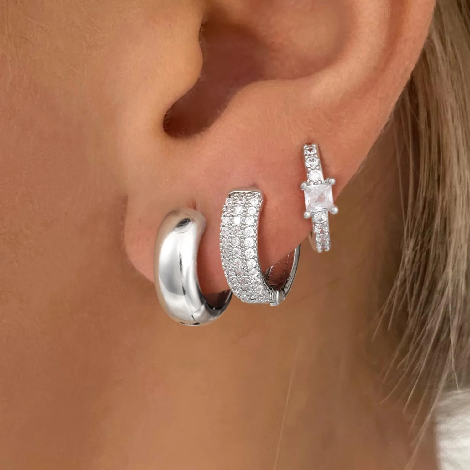 Cubic Zirconia Earrings Studs, Small Hoop Earrings for Women, Chunky Gold Earrings, Stud Earrings for Women, Gold Huggie Earrings for Women, Earring Sets for Multiple Piercing
