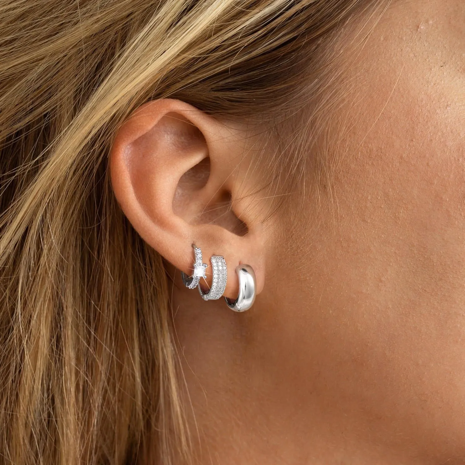 Cubic Zirconia Earrings Studs, Small Hoop Earrings for Women, Chunky Gold Earrings, Stud Earrings for Women, Gold Huggie Earrings for Women, Earring Sets for Multiple Piercing