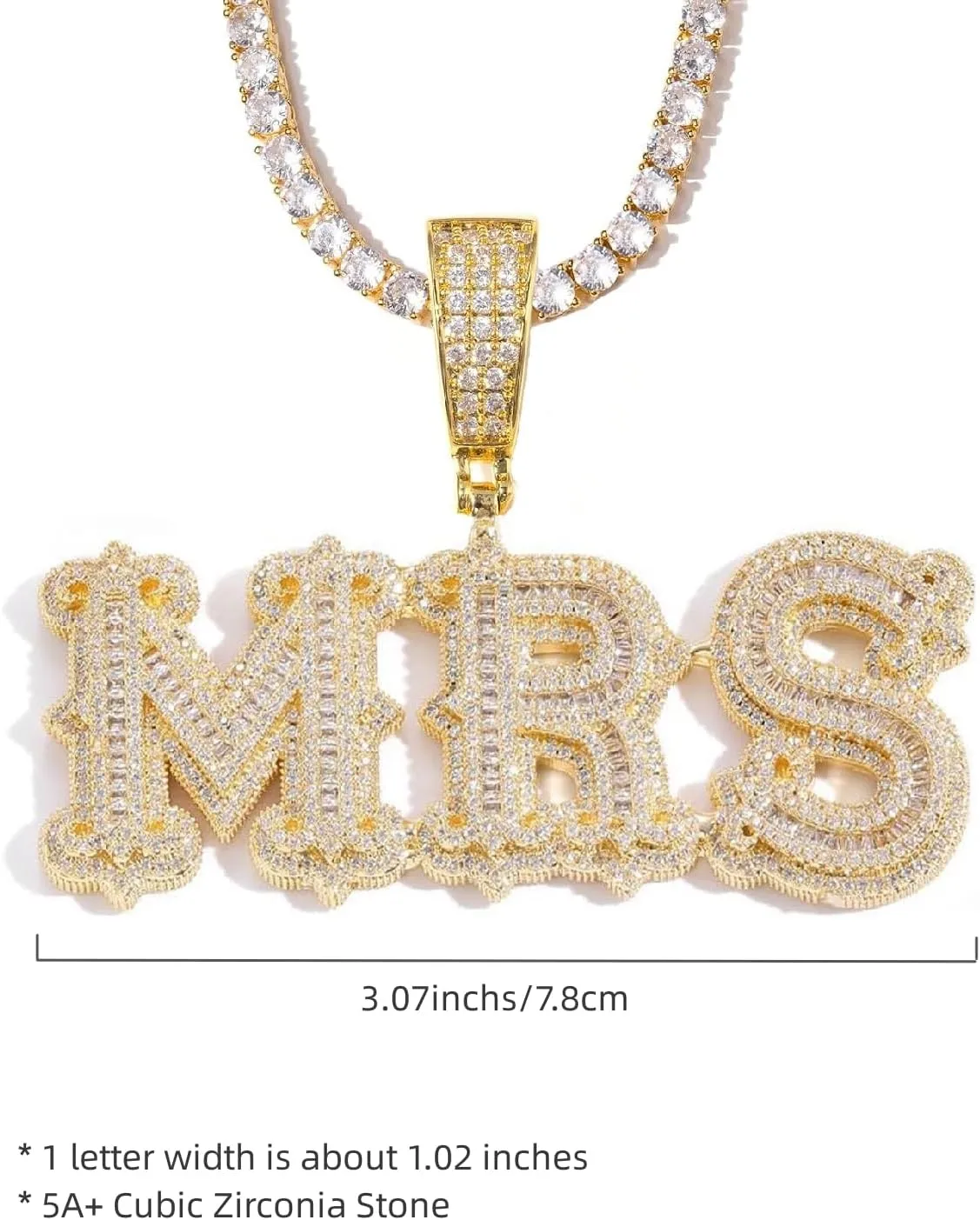 Custom Chain Letter Necklace Iced Out Pendant Custom Name Necklace Personalized Customized Name Plate Necklaces Hip Hop Jewelry Rapper Singer Gifts for Men Women