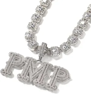 Custom Chain Letter Necklace Iced Out Pendant Custom Name Necklace Personalized Customized Name Plate Necklaces Hip Hop Jewelry Rapper Singer Gifts for Men Women