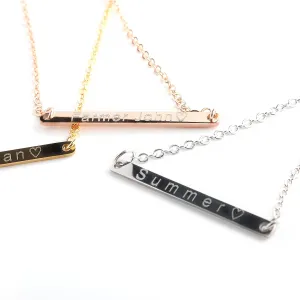 Custom Name Bar Necklace Dainty Personalized Gift Plate Pendant with Delicate Charms