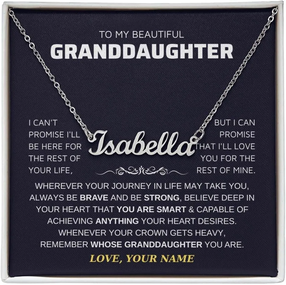 Custom Name Necklace, To My Granddaughter Necklace From Grandma Grandpa, Personalized Granddaughter Necklaces From Grandmother Grandfather, Women Jewelry Nana Gifts for Graduation Birthday