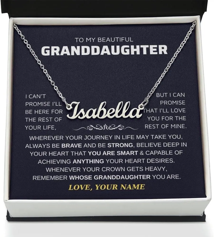 Custom Name Necklace, To My Granddaughter Necklace From Grandma Grandpa, Personalized Granddaughter Necklaces From Grandmother Grandfather, Women Jewelry Nana Gifts for Graduation Birthday