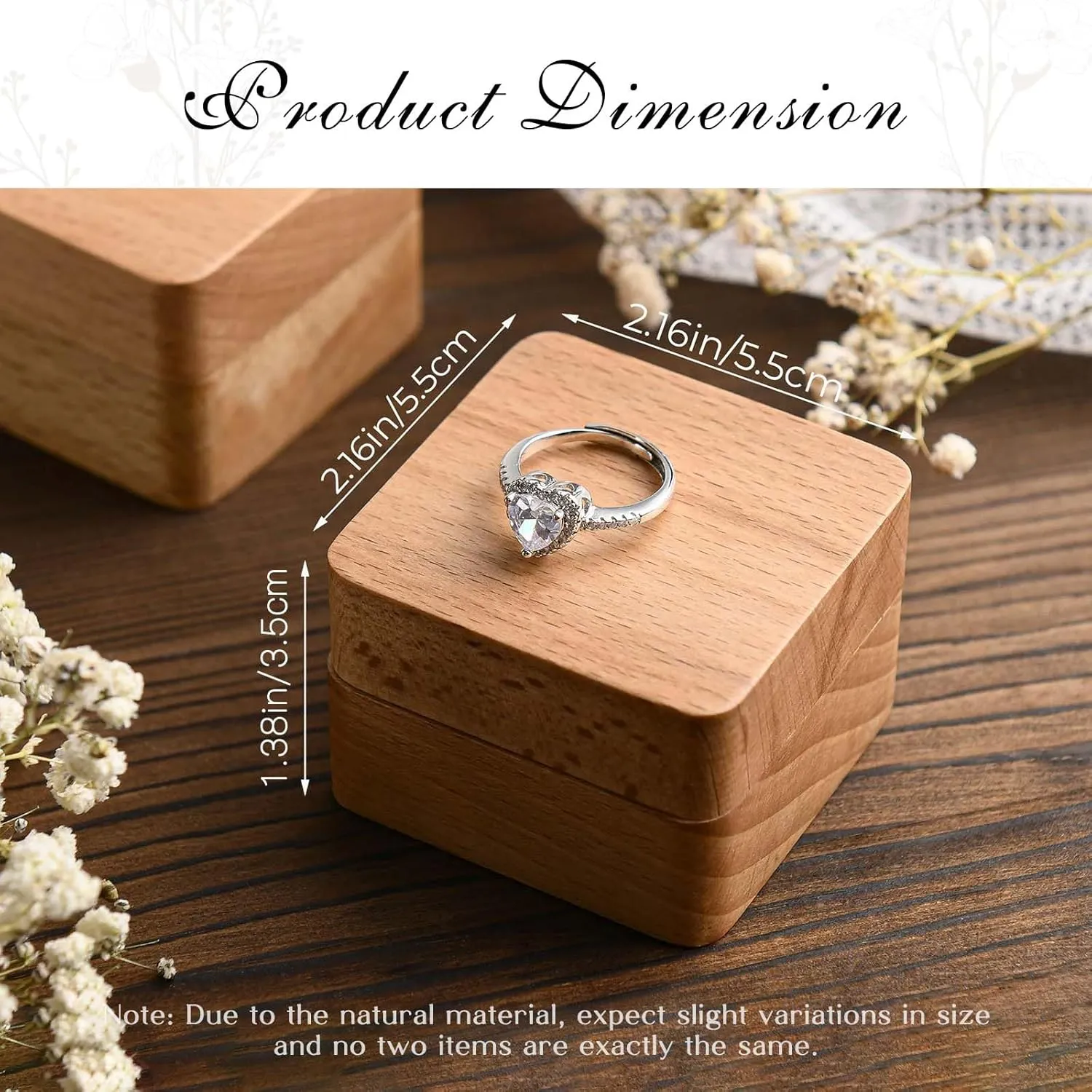 Custom Wooden Ring Box Personalized Wedding Ring Box Customized Proposal Ring Box Engagement Ring Box for Ceremony Wedding Gift for Couple (Square Ring Box)