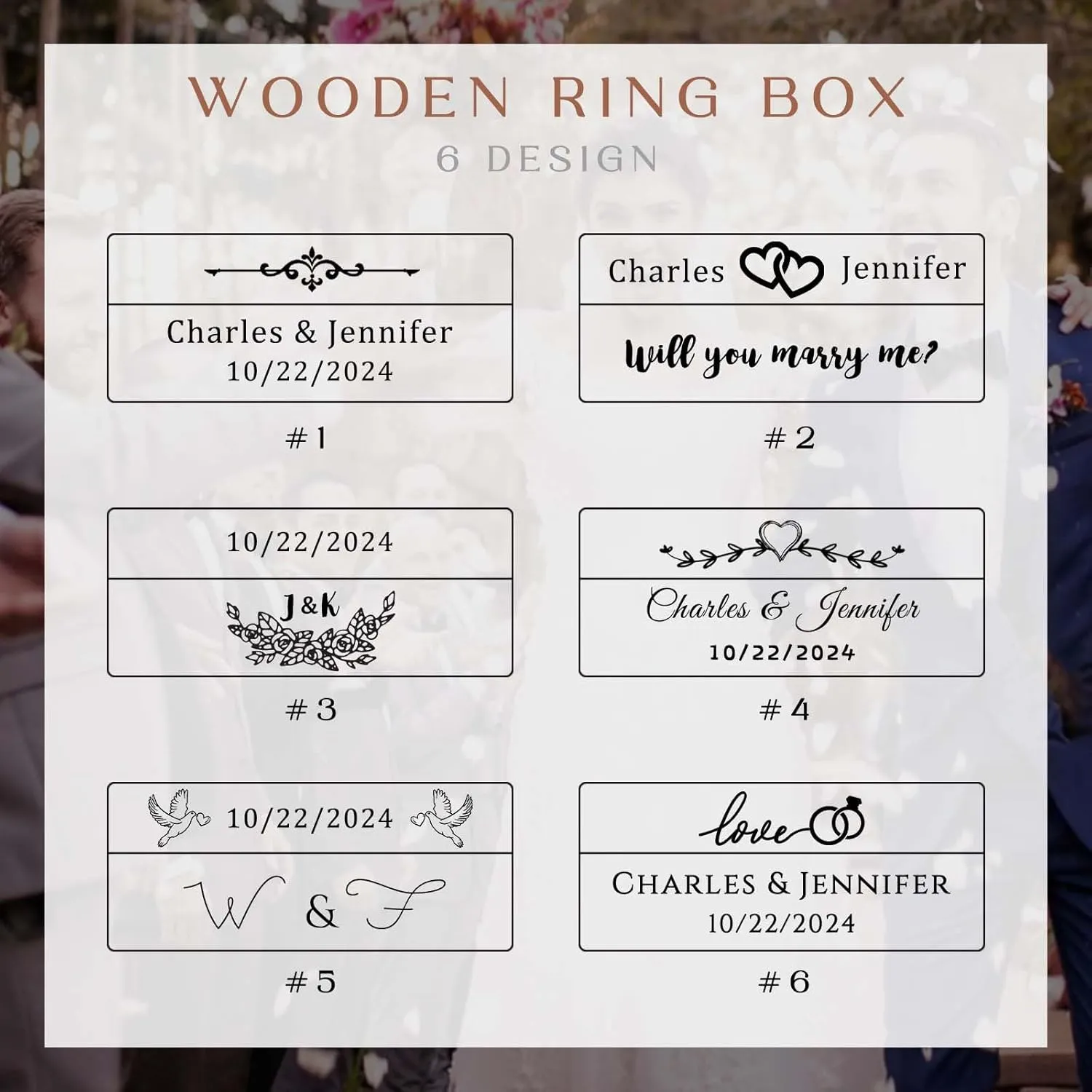Custom Wooden Ring Box Personalized Wedding Ring Box Customized Proposal Ring Box Engagement Ring Box for Ceremony Wedding Gift for Couple