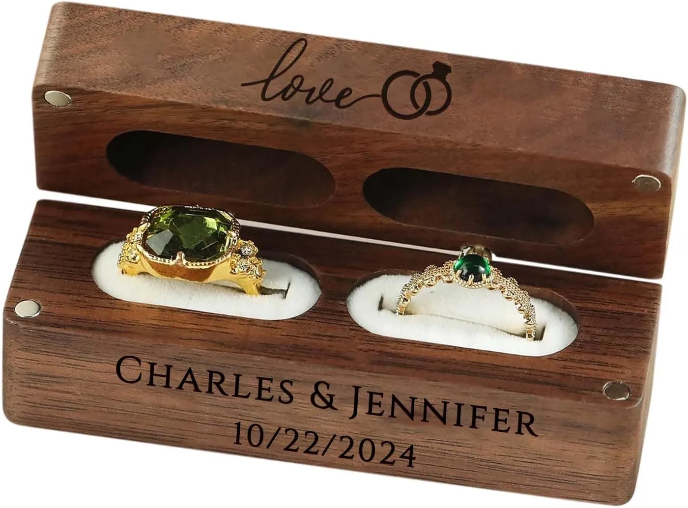 Custom Wooden Ring Box Personalized Wedding Ring Box Customized Proposal Ring Box Engagement Ring Box for Ceremony Wedding Gift for Couple