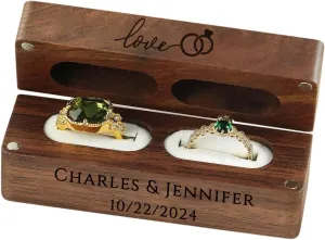 Custom Wooden Ring Box Personalized Wedding Ring Box Customized Proposal Ring Box Engagement Ring Box for Ceremony Wedding Gift for Couple
