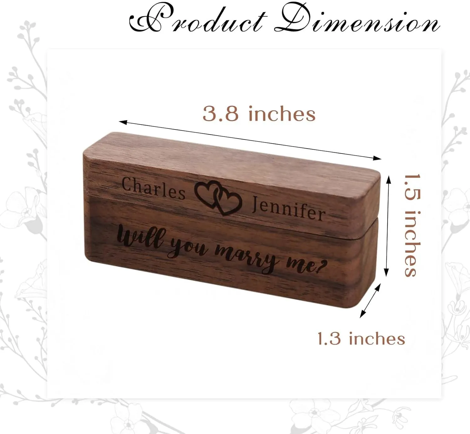 Custom Wooden Ring Box Personalized Wedding Ring Box Customized Proposal Ring Box Engagement Ring Box for Ceremony Wedding Gift for Couple