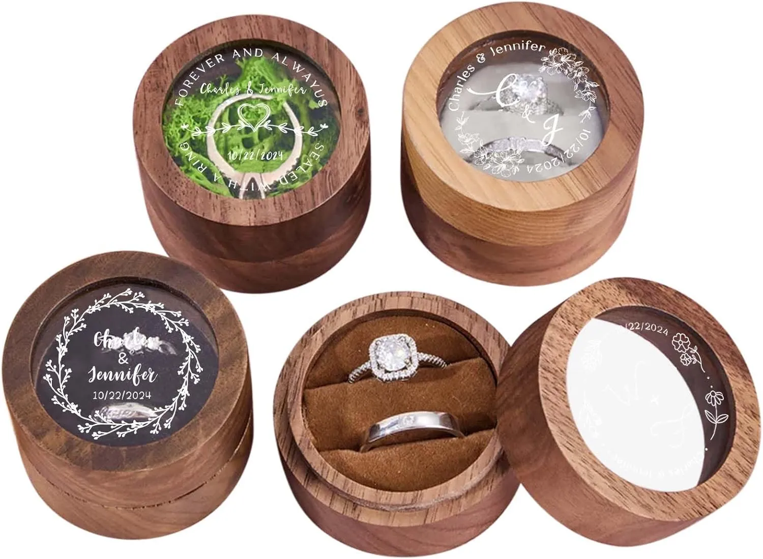 Custom Wooden Ring Box Personalized Wedding Ring Box Customized Proposal Ring Box Engagement Ring Box for Ceremony Wedding Gift for Couple