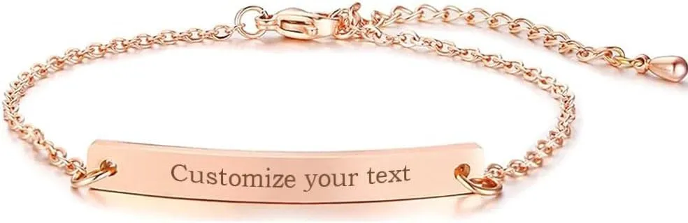 Customized friendship bridesmaids couple jewelry stainless steel coordinated thin bracelets, suitable for female girlfriends Christmas gifts, 8in, rose gold