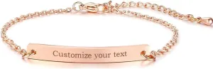 Customized friendship bridesmaids couple jewelry stainless steel coordinated thin bracelets, suitable for female girlfriends Christmas gifts, 8in, rose gold