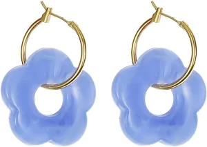 Cute Acrylic Daisy Flower Hoop Earrings for Women Dual-use Gold Hoops Y2k Resin Floral Daisy Drop Dangle Earrings