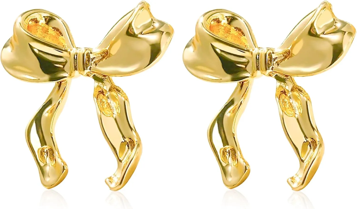 Cute Gold Silvery Bow Stud Earrings for Women Classic Ribbon Bow Stud Bowknot Statement Earrings Christmas Birthday Jewelry