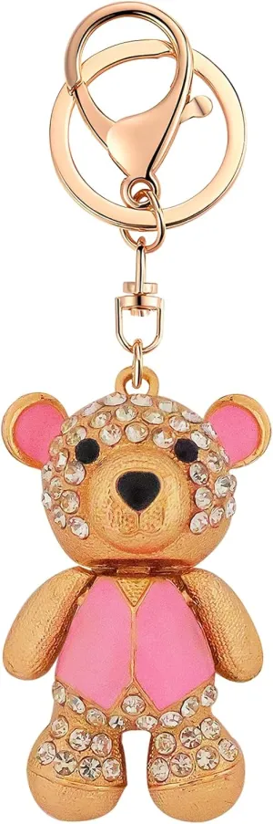 Cute Keychain Women Key Chains For Car Kawaii Anime Crystal Bling Pink Keychains Ring For Bag Purse Charm Accessories