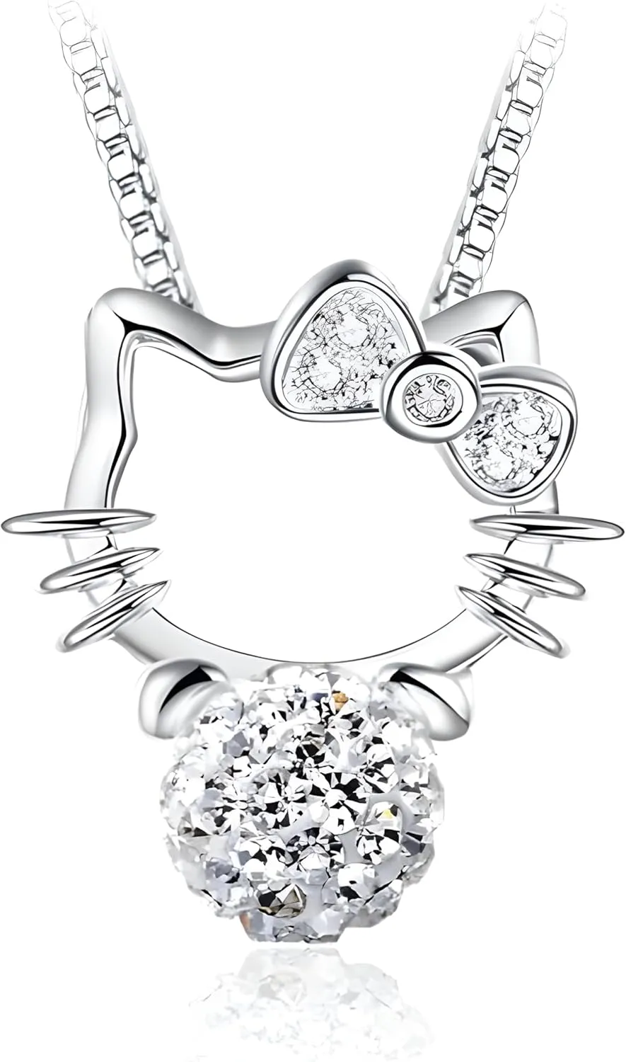 cute Kitty Necklace - Rhinestone Jewelry Pendant Necklace, Cute cat Pendant, Fashion kitty Accessories for,Young Women Sisters Bff Friendship Wife Gift Birthday
