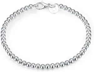 Cutesmile Fashion Jewelry 925 Sterling Silver 4mm Lucky Round Beads Bracelet for Women