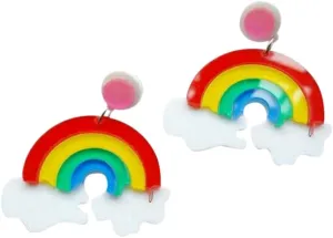 CutieJewelry Rainbow Cloud Colorful Lightning Dangle Stud Earrings