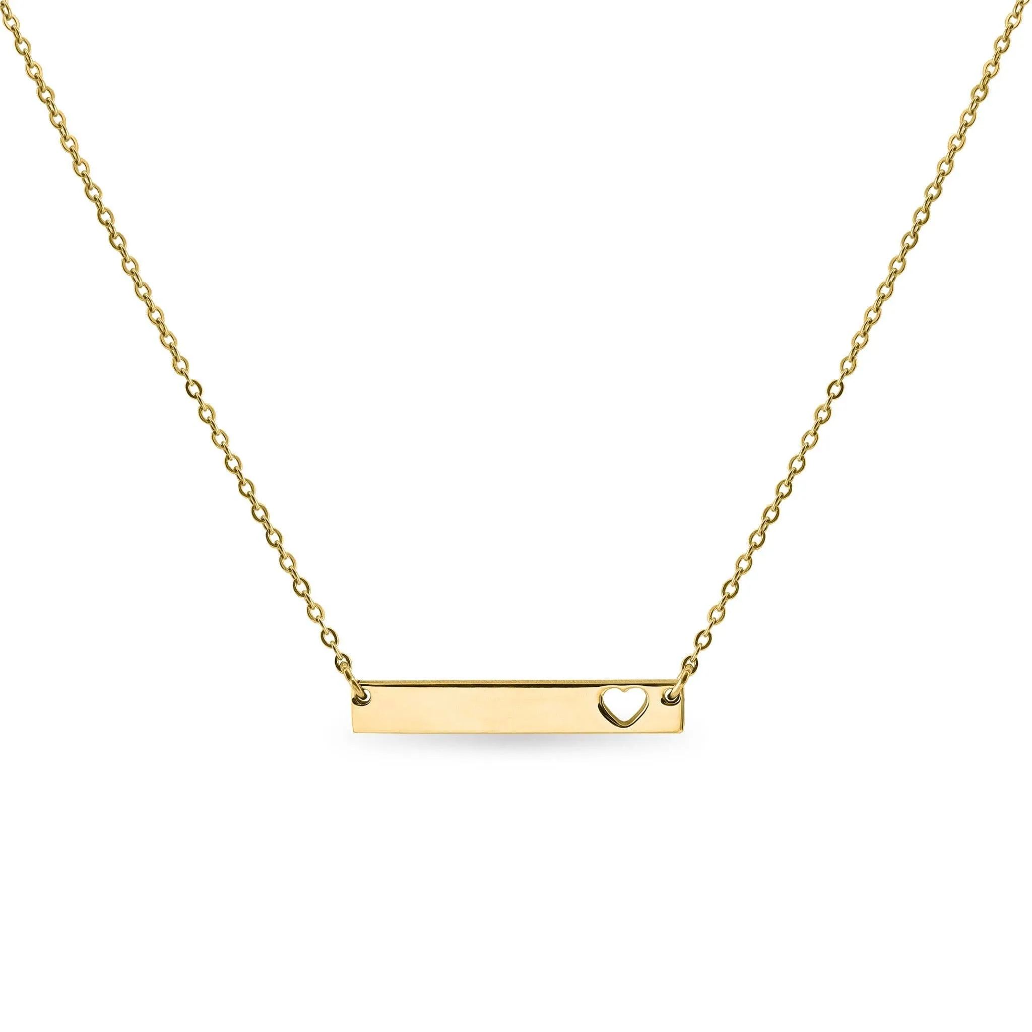 Cutout Heart Bar Necklace - Laser Engraved Personalization