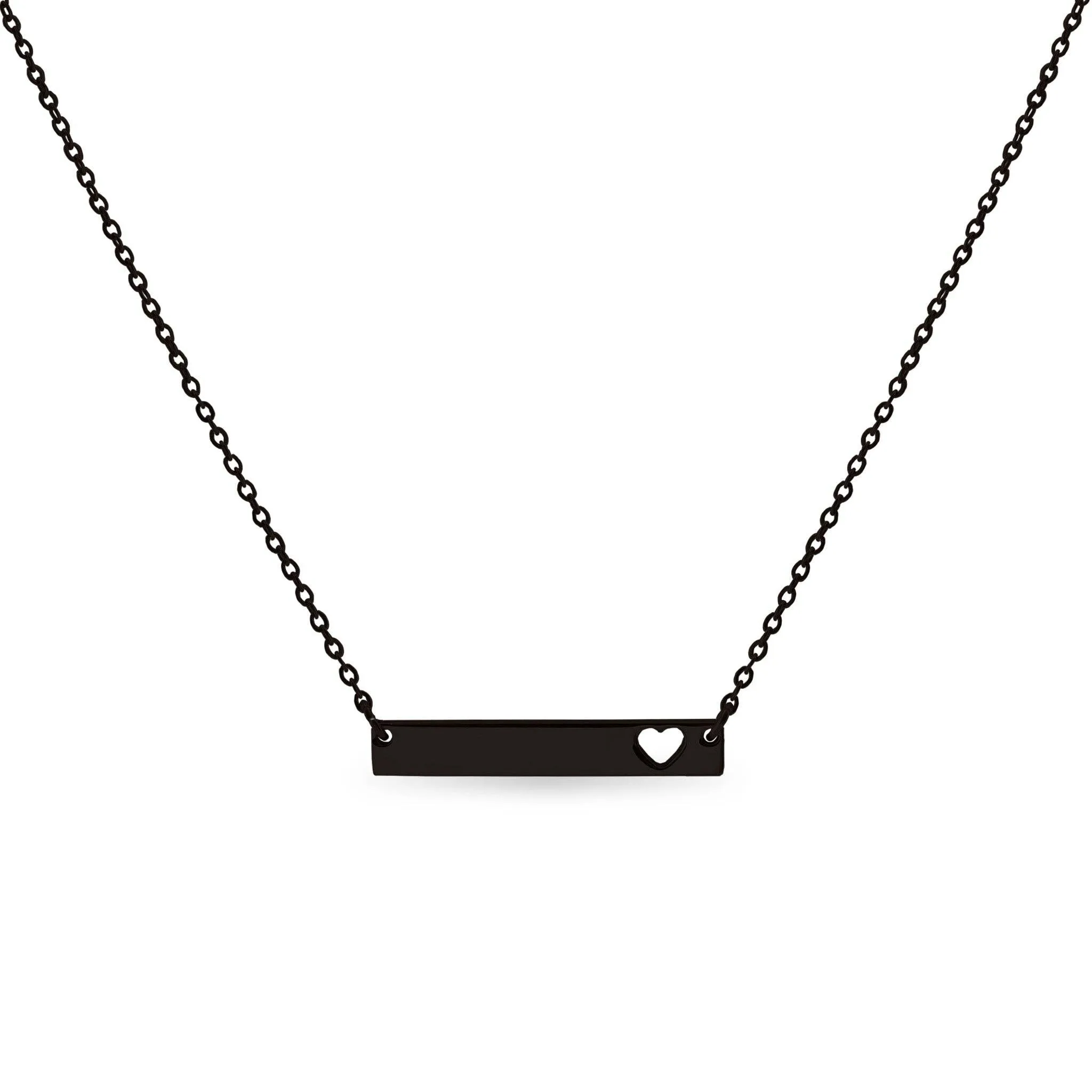 Cutout Heart Bar Necklace - Laser Engraved Personalization
