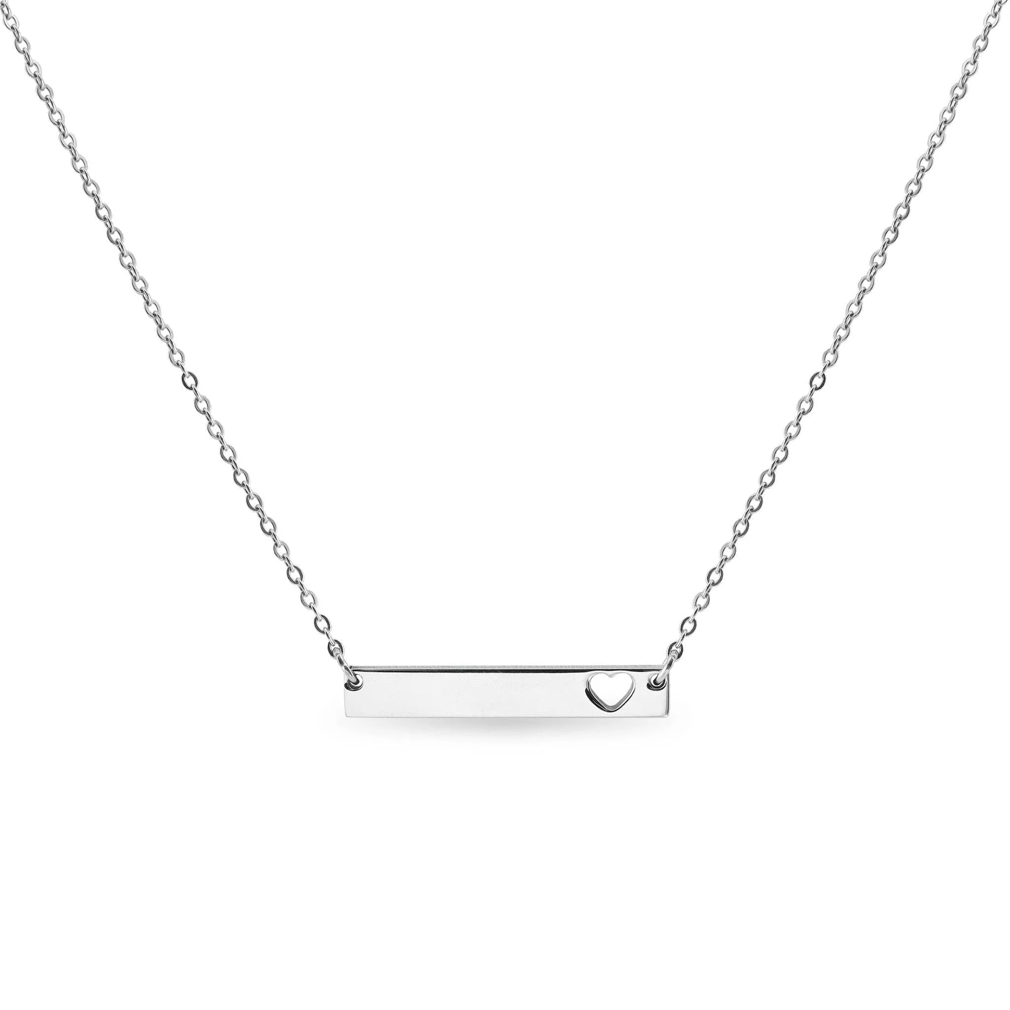 Cutout Heart Bar Necklace - Laser Engraved Personalization
