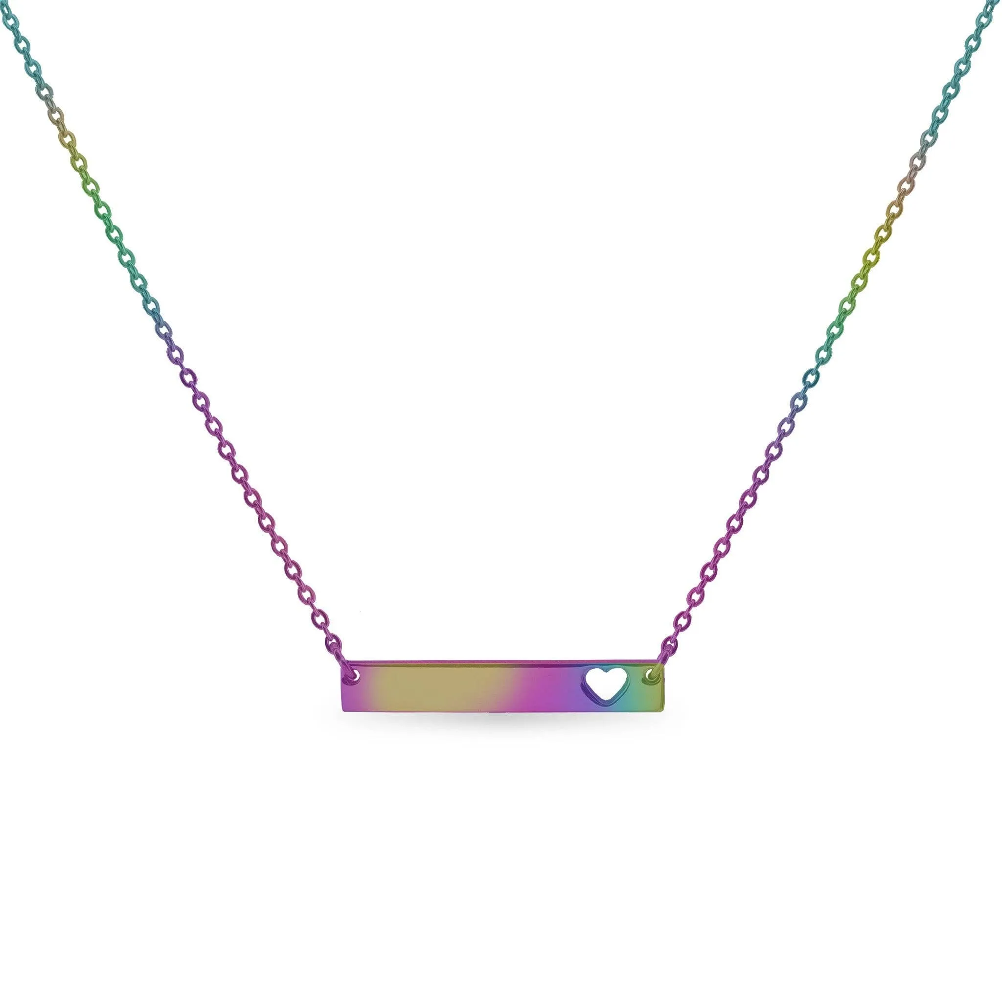 Cutout Heart Bar Necklace - Laser Engraved Personalization