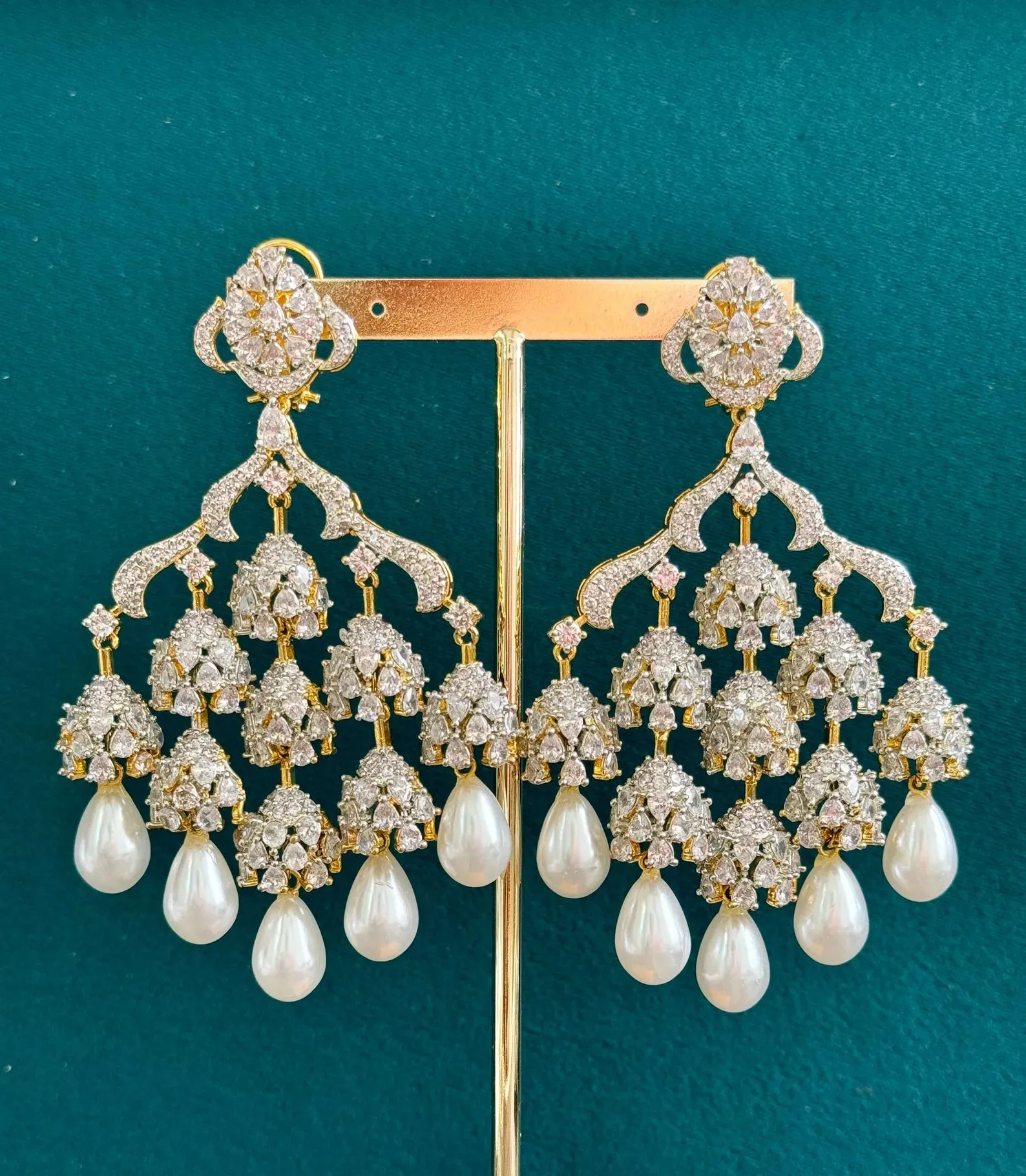 CZ Pearl Premium quality AD Earrings